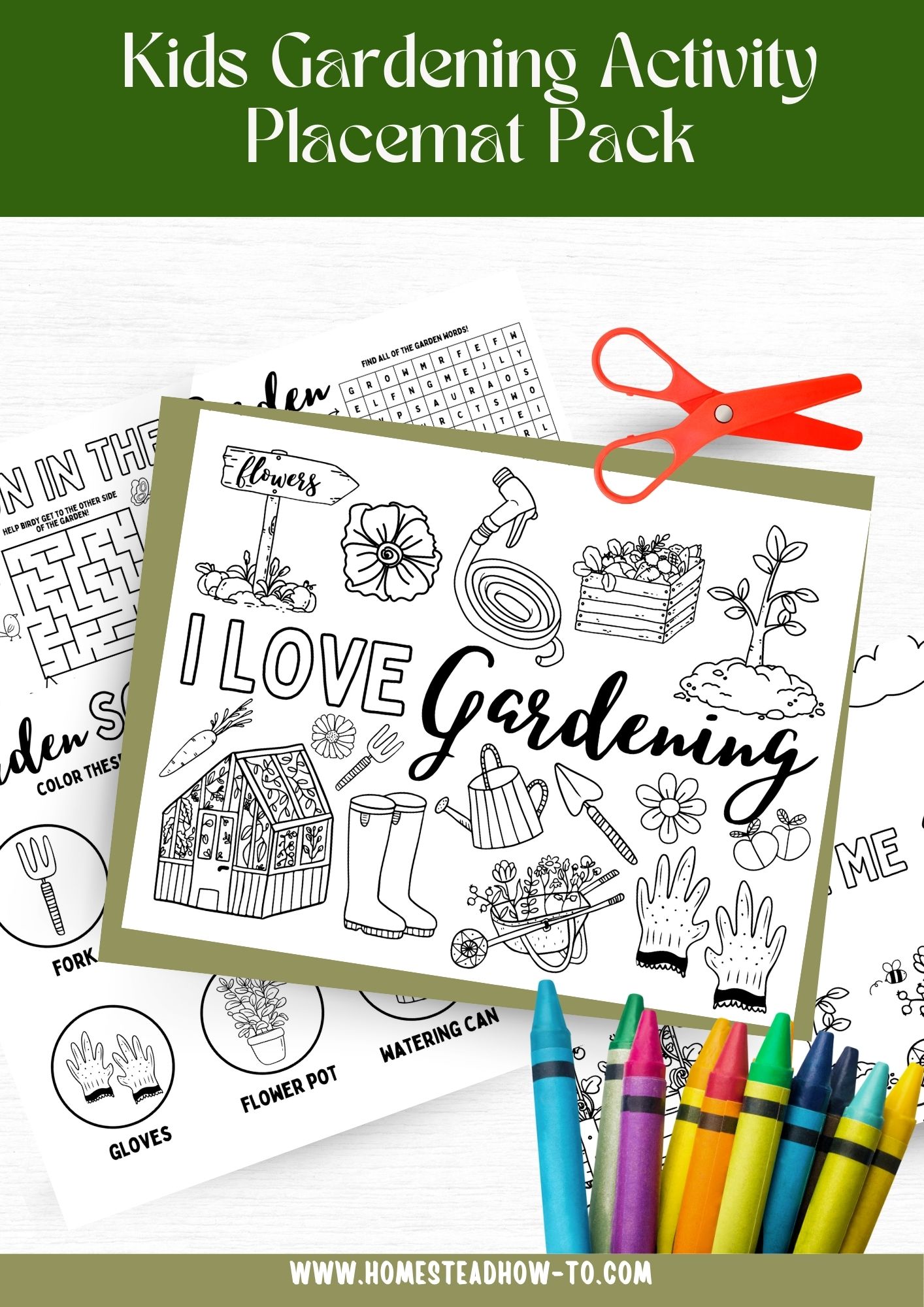 Kids Gardening Homestead Activity Placemat Pack