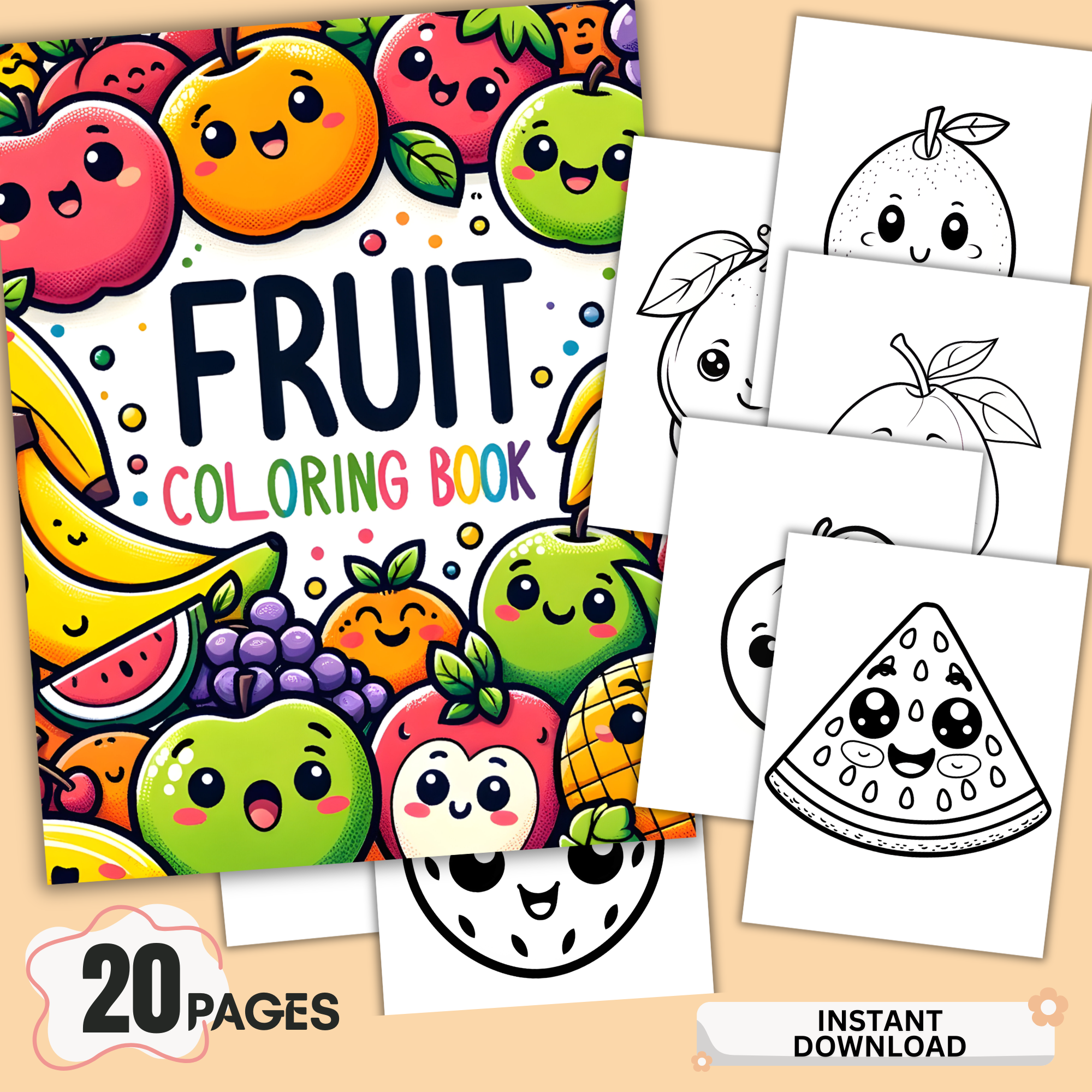 Fruit Coloring Sheet 20 pages