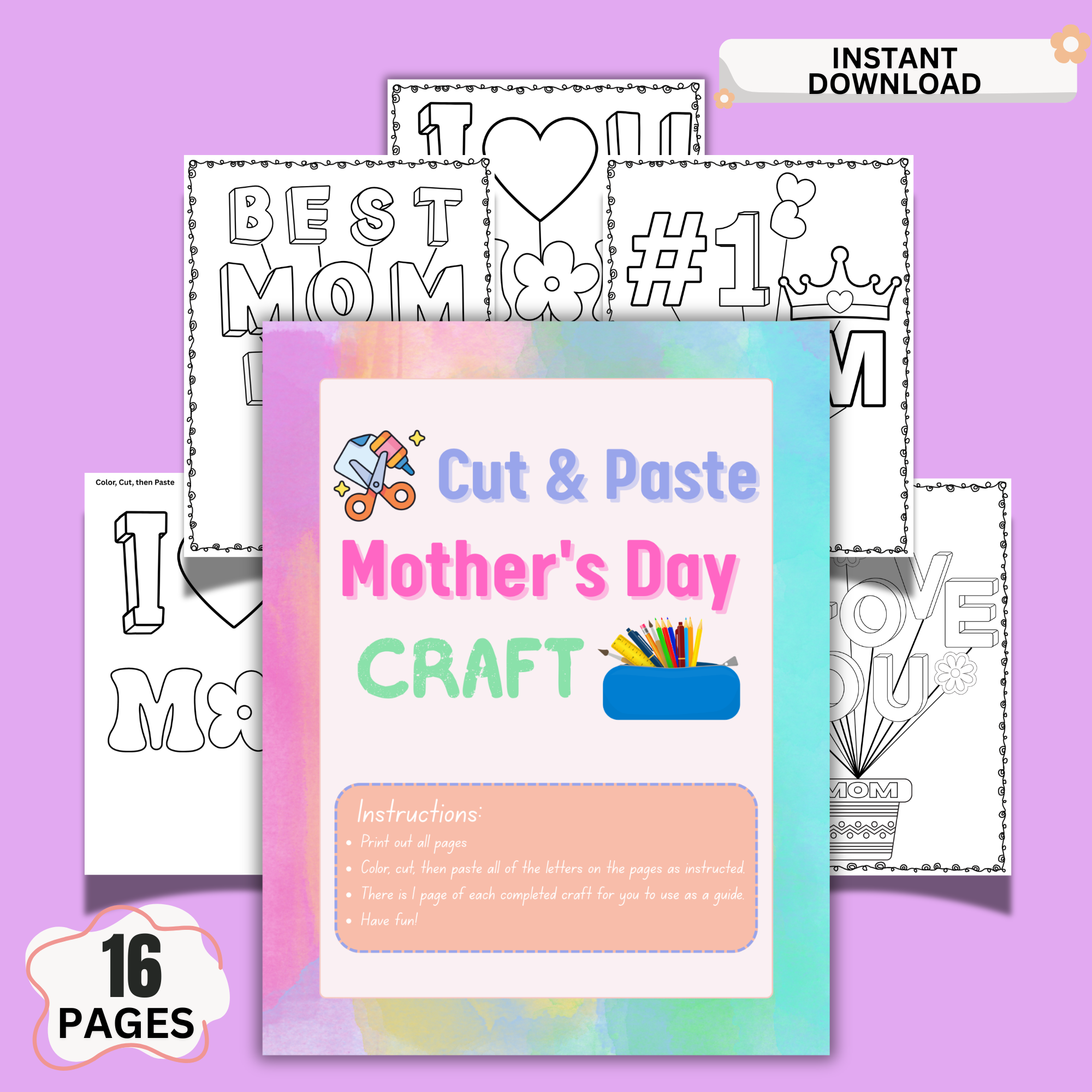 Mother's Day Cut and Paste activity for kids
