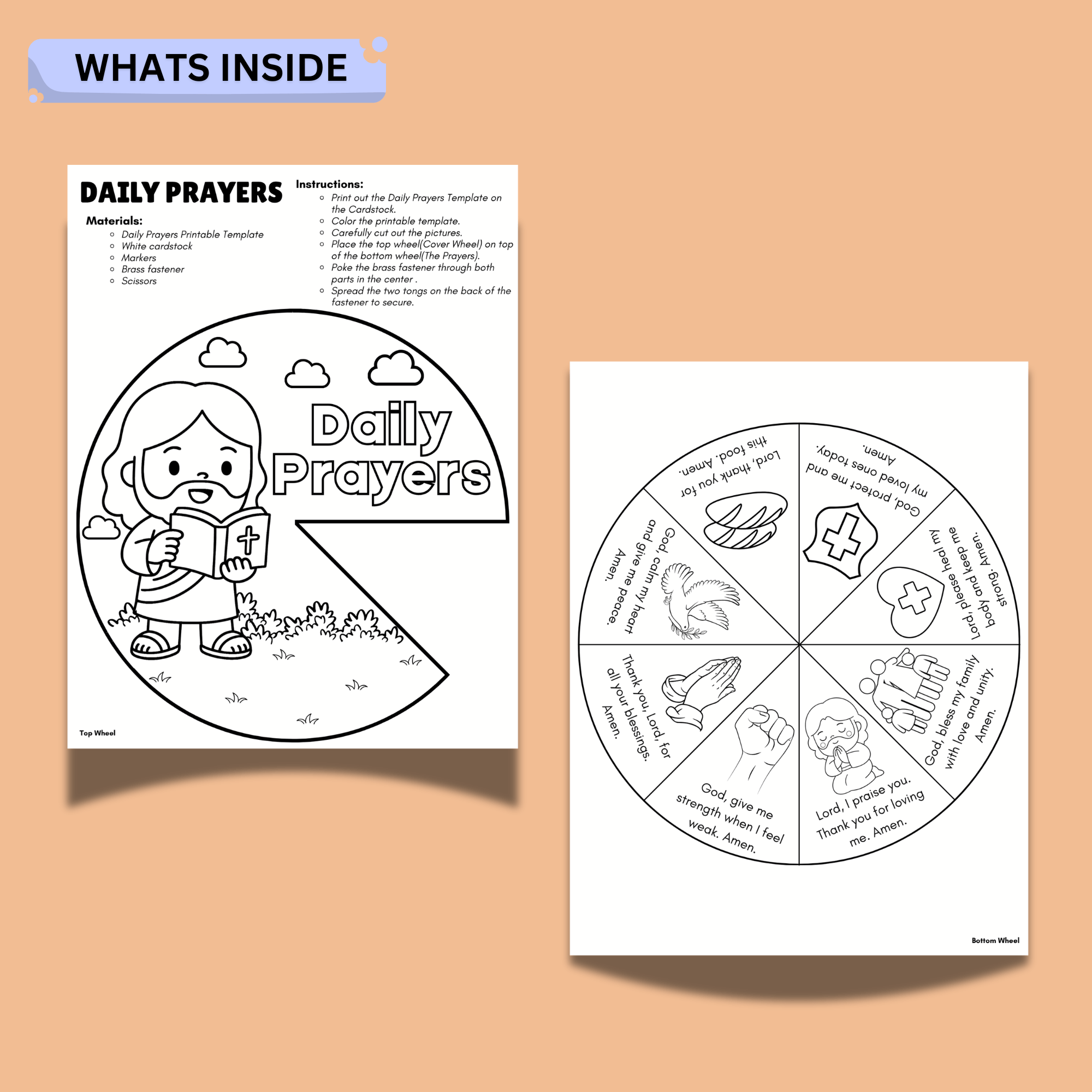 Bible Activity Sheets Printable 2 Daily Prayers Bible Craft Printable - Image 2