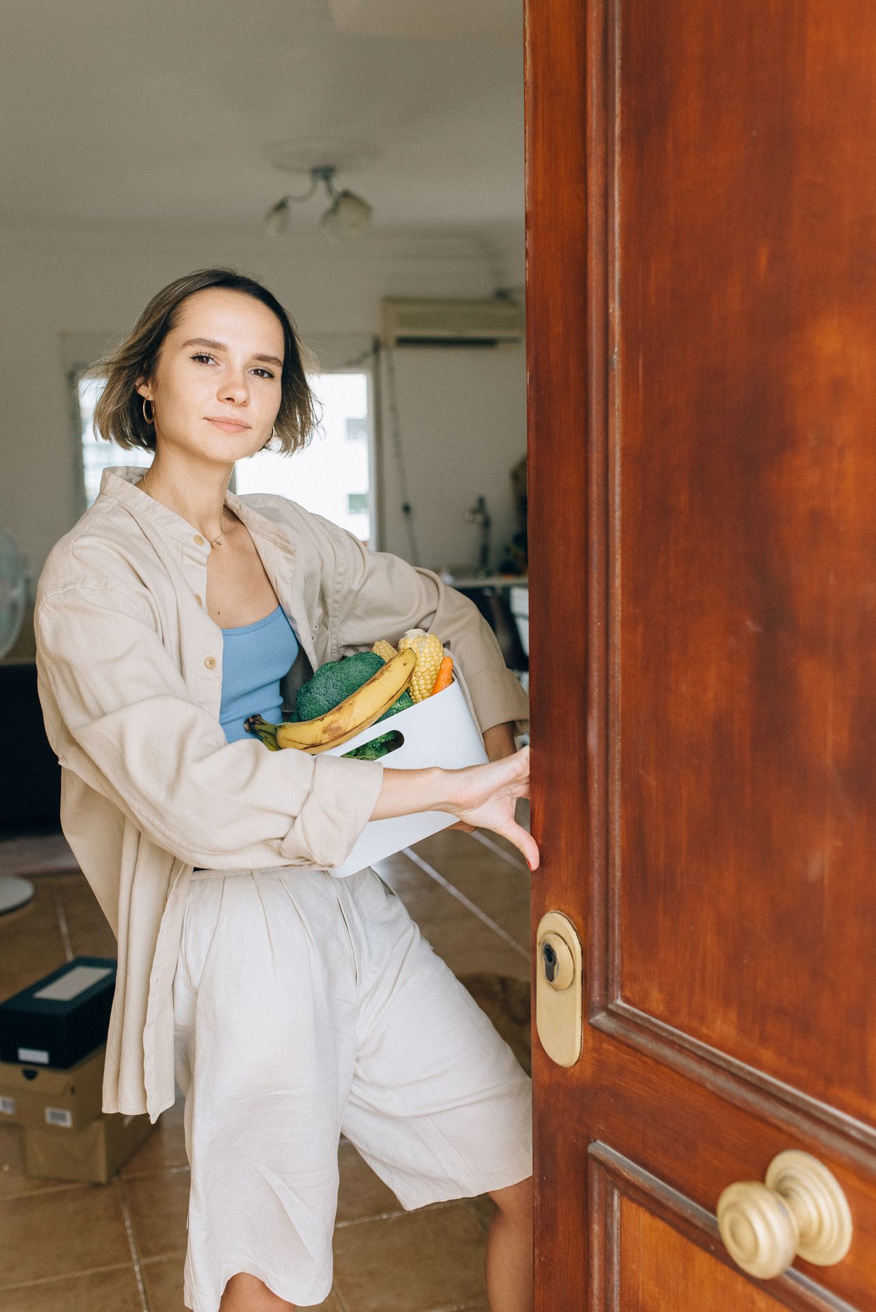 woman at door